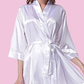 Personalised Bridesmaid Satin Robe – Custom Botanical Monogram Wedding Dressing Gown