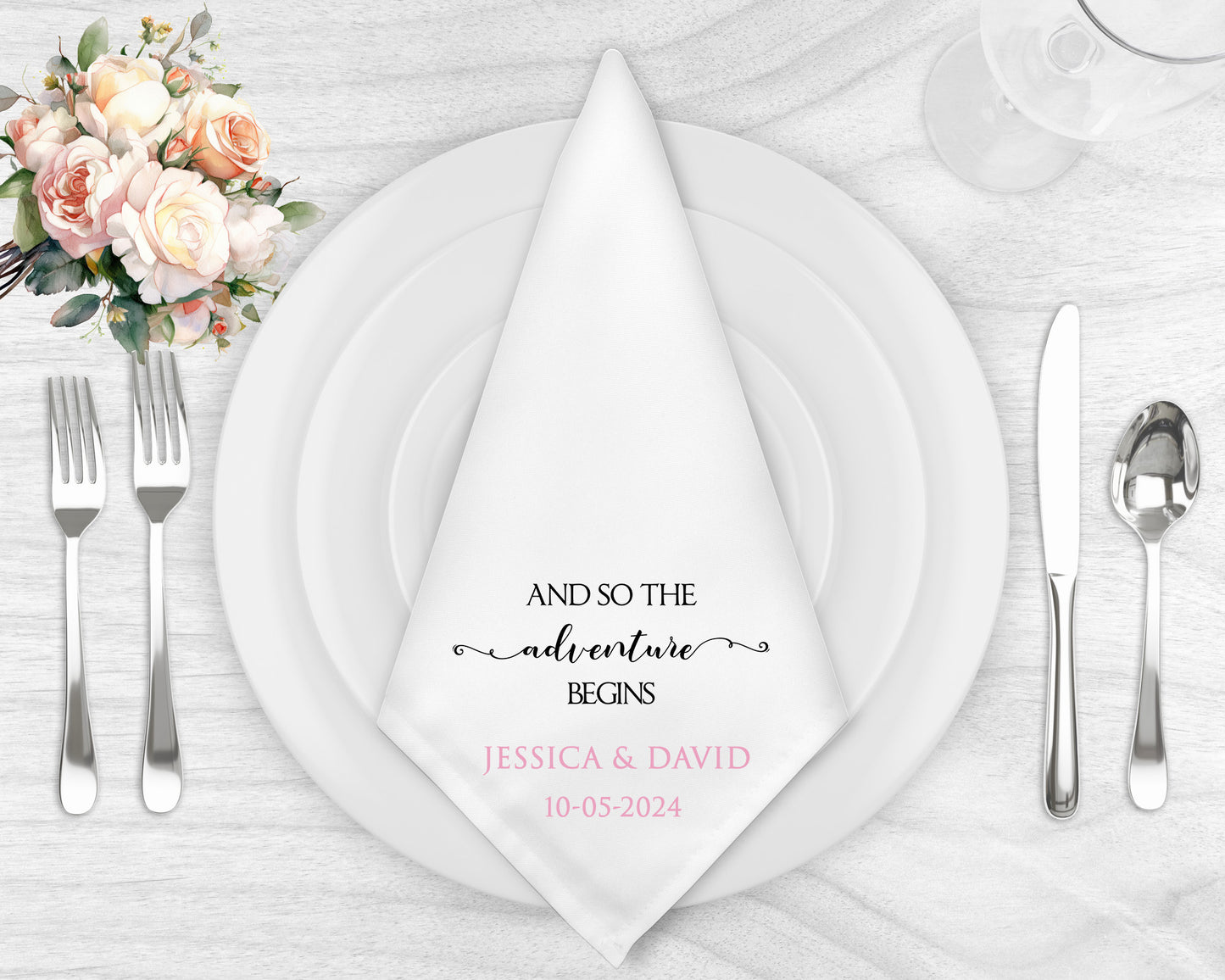 Personalised Custom made Elegant  Wedding Napkin Set for any Occasions