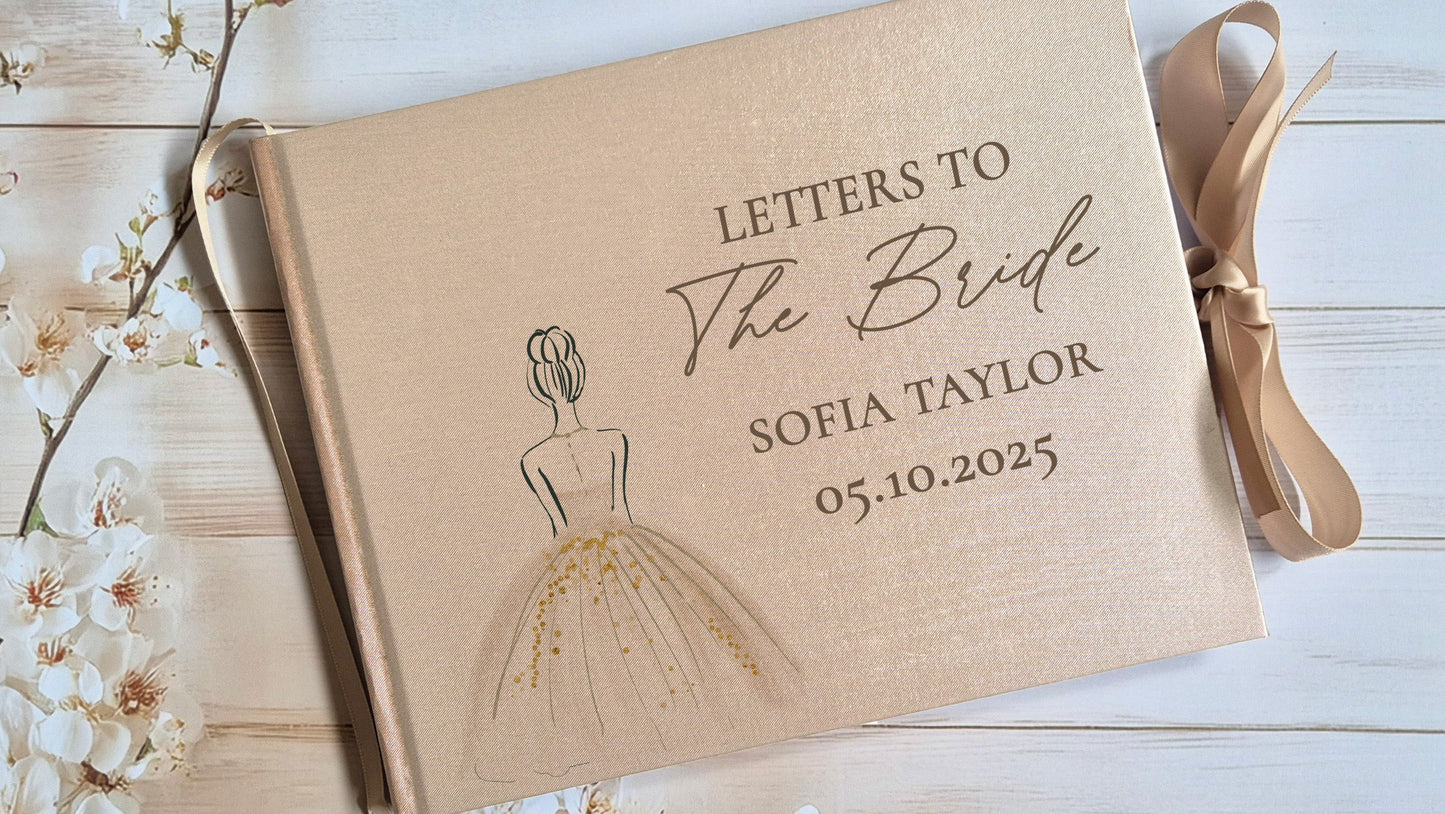 Letters to the Bride Golden Beige Personalised Hardcover Guestbook