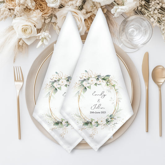 Personalised Floral Eucalyptus Design Wedding Napkin Set