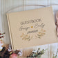 Wedding Couple Leaf Design Golden Beige Personalised Hardcover Guestbook