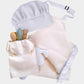 Personalised Safari Star Baker Kids Chef Set - Custom Name Blue Trim Apron, Hat & Bag