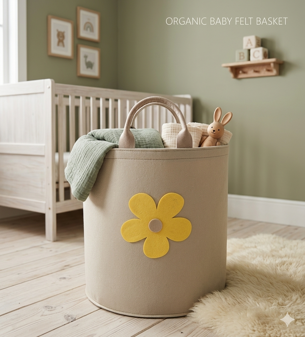 Personalised Laundry Basket with Handles, Custom Felt Washing Hamper, Eucalyptus Wreath Wedding Couple Gift, Newlywed Anniversary Gift