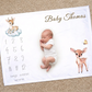 Personalised Baby Milestone Blanket - Custom Fawn Nursery fleece- Woodland Animal Month Blanket Photography Prop