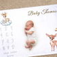 Personalised Baby Milestone Blanket - Custom Fawn Nursery fleece- Woodland Animal Month Blanket Photography Prop