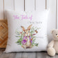 Pink Floral  Bunny Personalised Christening Gift Cushion