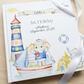 Personalised First Holiday Elephant Sailor  Memory Book with Ribbon