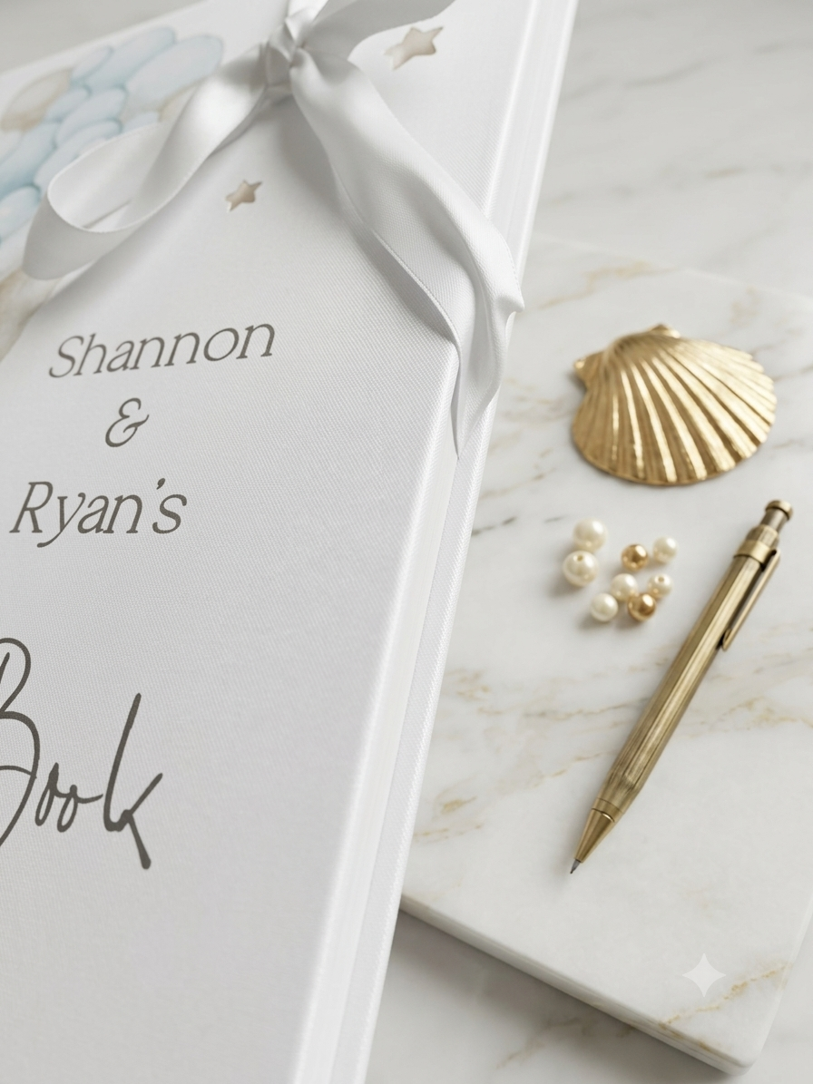 Elephant with Balloon Personalised gender Reveal Guestbook with Ribbon