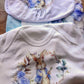 Personalised Blue Rabbit Baby Blanket | Custom Name Romper | New Baby Gift