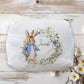 Blue Bunny Floral Wreath Makeup Bag