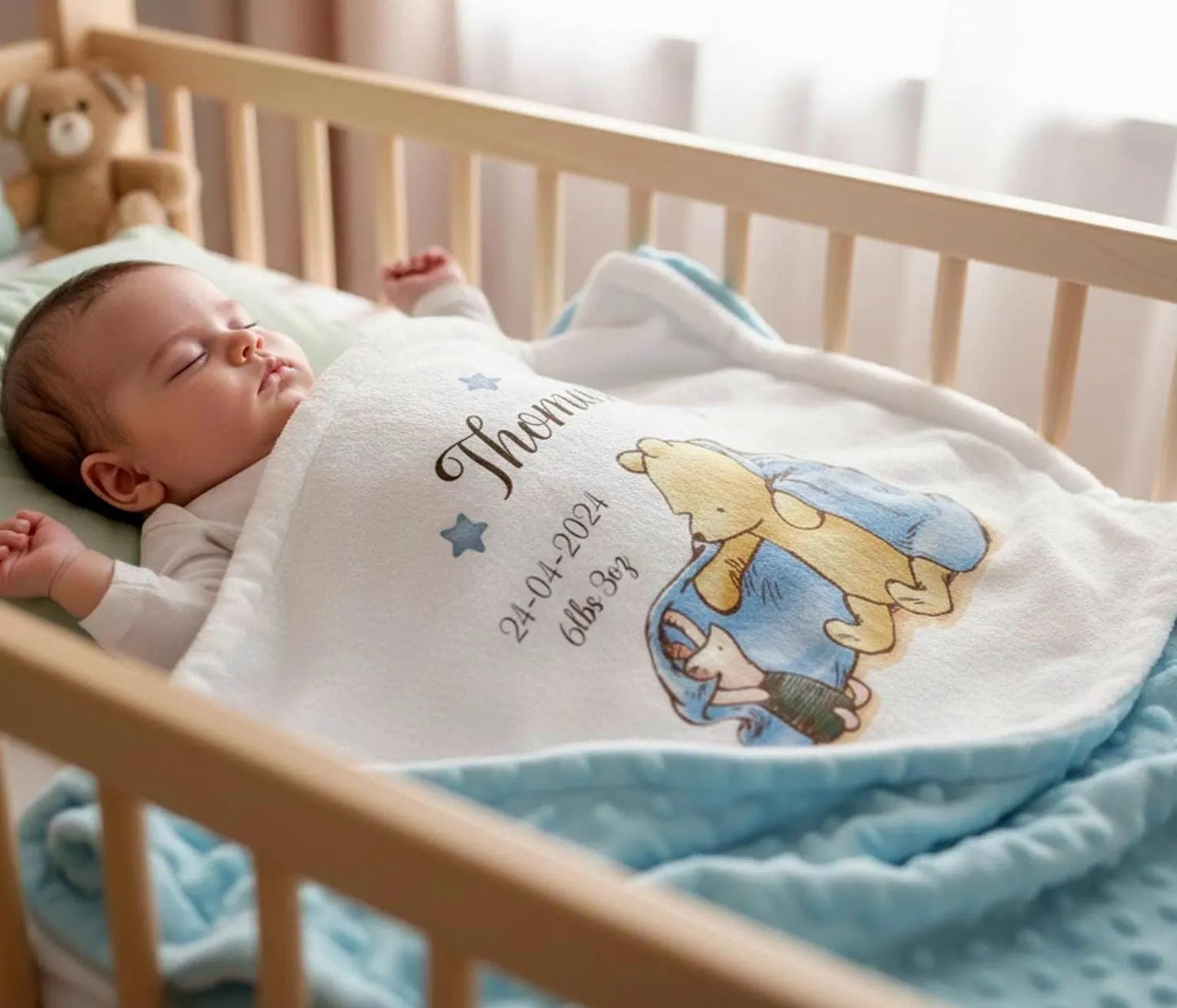 PERSONALISED POOH BEAR SET BLANKET
