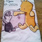 Personalised Pooh Bear Baby Blanket, Birth Announcement New Arrival Name Date toddler Keepsake,