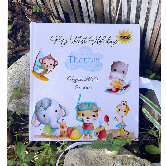 Beach Party Animals First Holiday Kids Memory Book with Ribbon