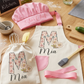 Floral Initial  - Personalised Kids Apron and Chef Hat Set, Custom Name Star Baker Utensils for Girls