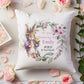 Pink Bunny Design Christening Gift Cushion