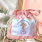Personalised First Communion Dressing Gown Bag set: Floral Cross Pouch brush baptism Keepsake Gift