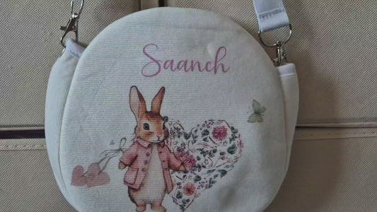 Personalised Pink Bunny Heart Shoulder Bag for Kids