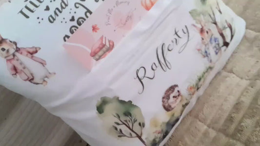 Personalised Bunny Reading Cushion, Kids Pocket Book Pillow, Storytime Rabbit Gift for Girls & Boys