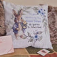 Blue Floral Bunny Design Christening Gift Cushion