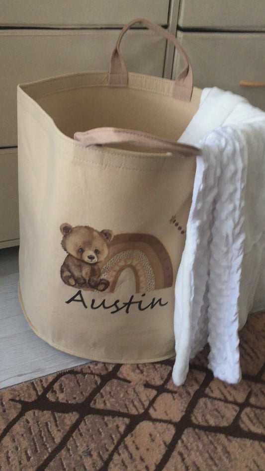 Personalised Kids Bear Design Large Toy basket Gift Set