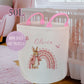 Personalised Pink Bunny Rainbow Large Toy basket
