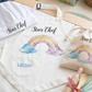 Rainbow Print Personalised Kids Linen Blue pocket Baking Set