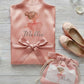 Personalised Ballerina Robes Set with Pouch, Custom Bridesmaid make up  Bag, little dancer gift